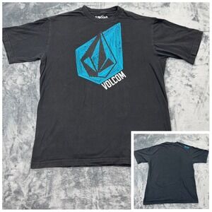Volcom Mens Stone Graphic T-Shirt Black Blue Large Skate Surf Jersey